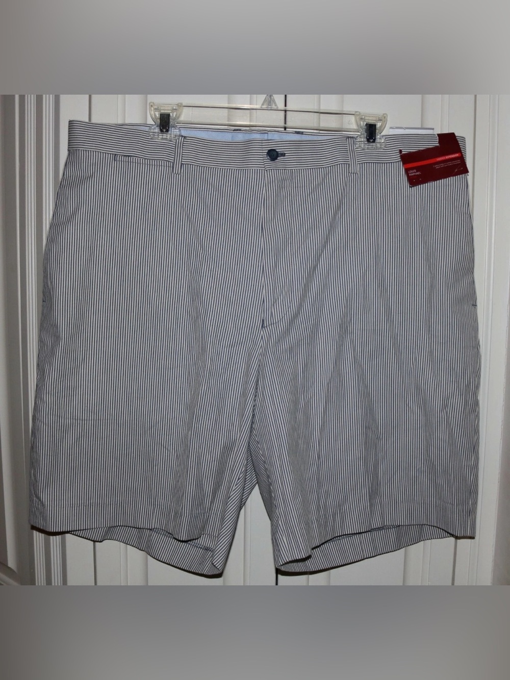 Men's Louis Raphael Seersucker Navy / Off White Dress Shorts Size 40 - NWT
